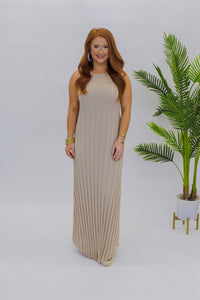 Tally Ribbed Midi Dress- Taupe