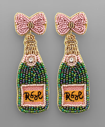 Ribbon Champagne Bottle Earrings