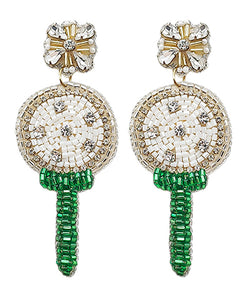 Beaded Golf Ball & Tee Earrings