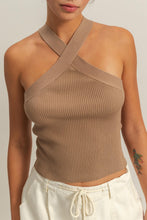 Load image into Gallery viewer, My Intentions Halterneck Ribbed Top-Taupe
