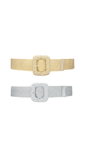 Load image into Gallery viewer, Rectangle Metallic Straw Buckle Belt
