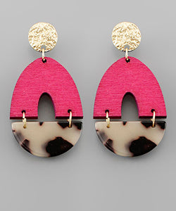 Wood Arch & Acrylic Wedge Earrings