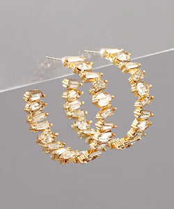Rectangle Bead Open Hoops