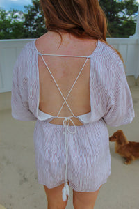 Run Away Flounce Kimono Romper- White