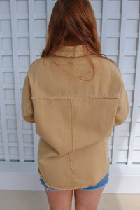 Maggie Studded Twill Jacket- Taupe