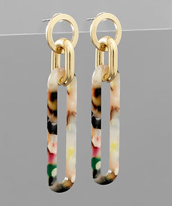 Acrylic Long Oval Dangle Earrings