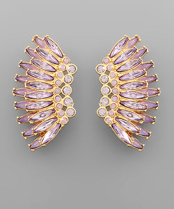 2 Layer Crystal Wing Earrings