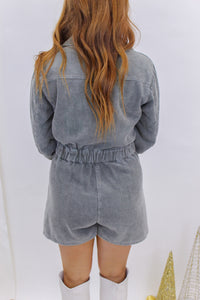 Maggie Corduroy Utility Romper- Olive