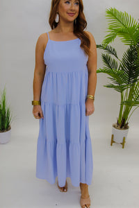 Thoughts of Love Tired Maxi Dress- Ice Blue