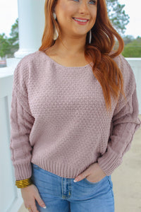 Shannon Pullover Knit Sweater- Mauve
