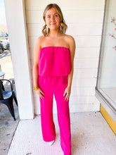 Load image into Gallery viewer, Chesley Strapless Ruffle Jumpsuit- Hot Pink
