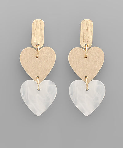 Leather & Acrylic Heart Earrings