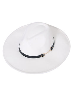 Leather Strap Wide Brim Hat