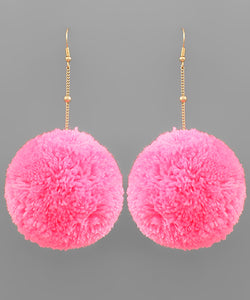 Oversized PomPom Drop Earrings
