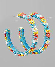 Load image into Gallery viewer, Flower Pattern Beaded Hoops
