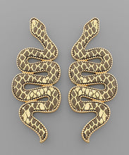 Load image into Gallery viewer, Metallic Leather Snake Earrings
