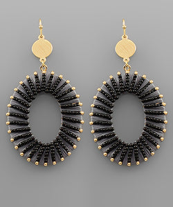Raffia Wrapped & Beaded Oval Earrings
