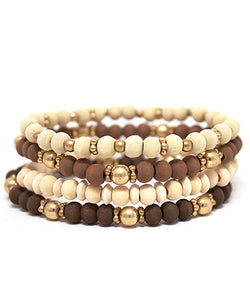 4 Row Wood Ball Bracelet