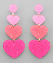 Load image into Gallery viewer, 3 Heart Dangle Earrings
