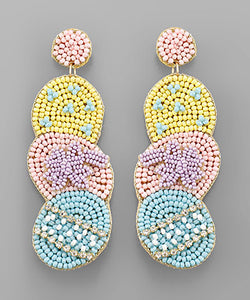 Multi Color Oval Drop Beaded Earrings