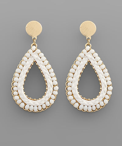 Braided Raffia Teardrop Earrings