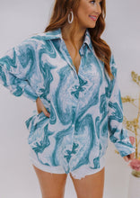 Load image into Gallery viewer, Marble Print Button Down Shirt- Blue
