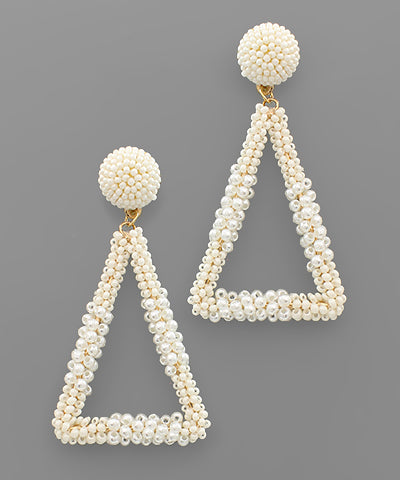Triangle Pearl & Bead Earrings