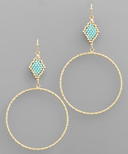 Load image into Gallery viewer, Beaded Rhombus &amp; Circle Earrings
