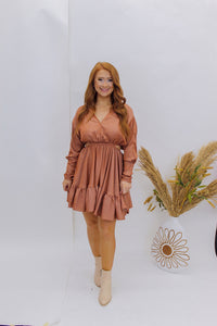 Remember Me V Neck Dress- Brown