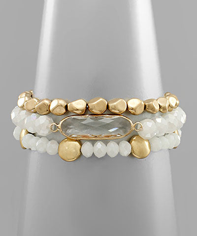 Oval Charm Row Beads Bracelet