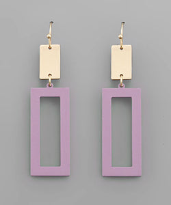 Color Coated Rectangle Earrings