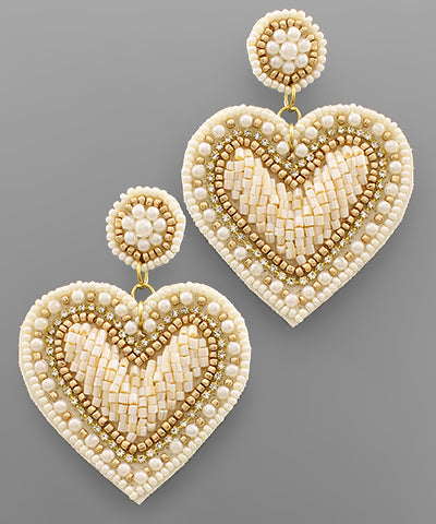 Bead Heart Earrings