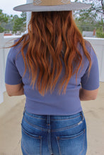 Load image into Gallery viewer, Kenna Cut Out Detail Ribbed Top- Dusty Blue
