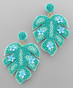 Flower & Bead Leaf Earrings