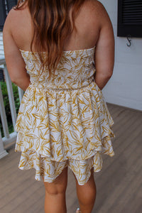 Treat Me Right Floral Ruffled Romper- Mustard