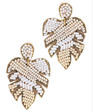 Load image into Gallery viewer, Seed Bead Leaf Earrings
