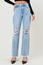Load image into Gallery viewer, Chloe Distressed Wide Jeans- Light Wash

