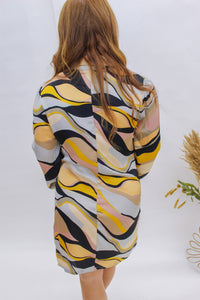Come Again Printed Dress- Black