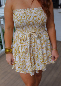 Treat Me Right Floral Ruffled Romper- Mustard