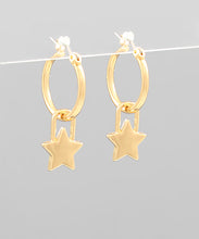 Load image into Gallery viewer, Star Lock Dangle Hoops
