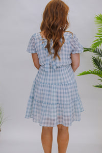Day Fun Gingham Dress- Blue