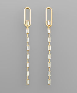 Baguette Bead Row Drop Earrings