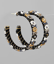 Load image into Gallery viewer, Flower Pattern Beaded Hoops
