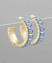 Load image into Gallery viewer, Baguette Crystal Hoops
