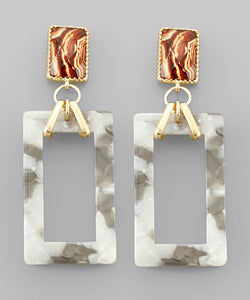 Acrylic & Glass Square Earrings