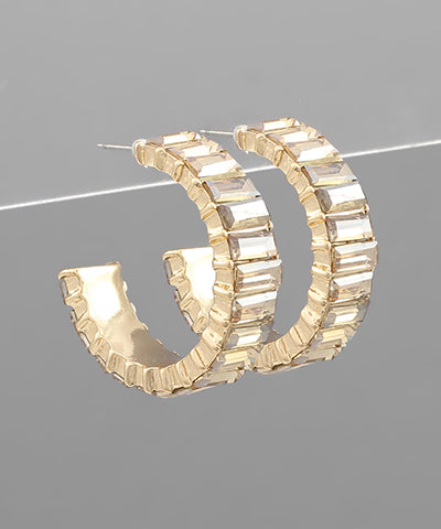 Baguette Crystal Hoops
