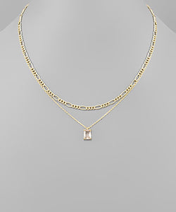Double Chain Square Necklace