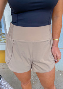 Good Vibes Highwaisted Athletic Shorts- Stone