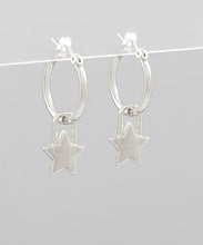 Load image into Gallery viewer, Star Lock Dangle Hoops
