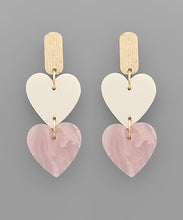 Load image into Gallery viewer, Leather &amp; Acrylic Heart Earrings
